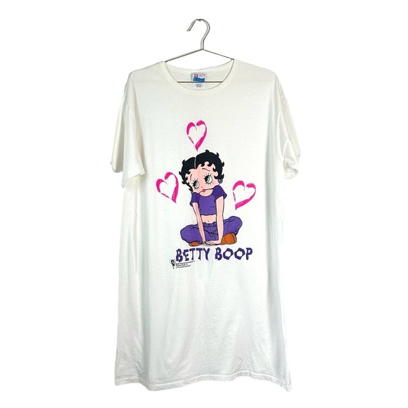 Vintage Betty Boop Heart Logo Y2K 2000 T Shirt Dress Womens OSFA - Picture 1 of 5